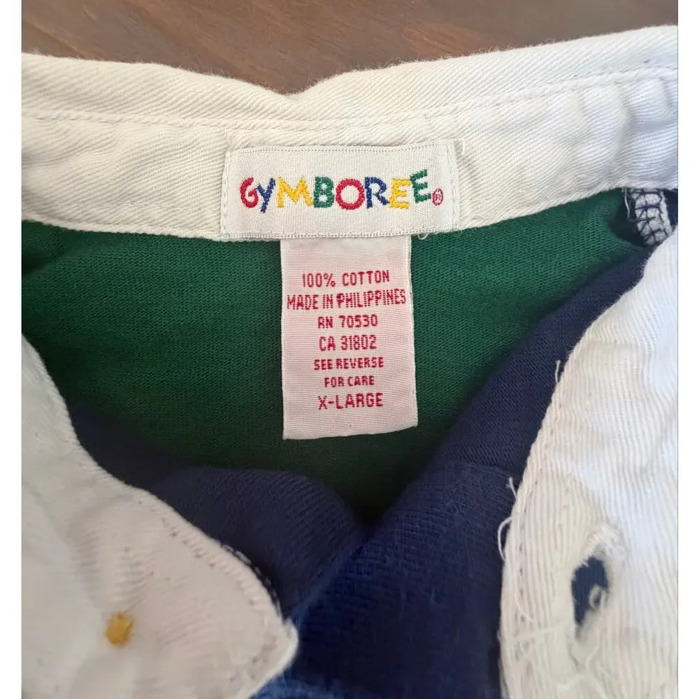 Vintage 90’s boys Gymboree rainbow tag ColorBlock ruby long sleeve polo xl 4-6